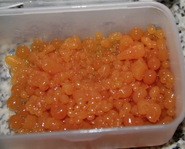 final de la receta falso caviar de naranja