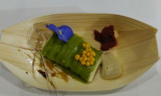 Canelón de guisantes y foie en fòrum gastronòmic por Osona Cuina. canelon-guisantes-osona-forum-gastronomic